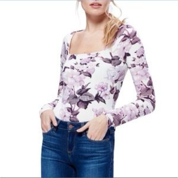 PAIGE Floral Bodysuit in Pink and Purple - Picture 1 of 8